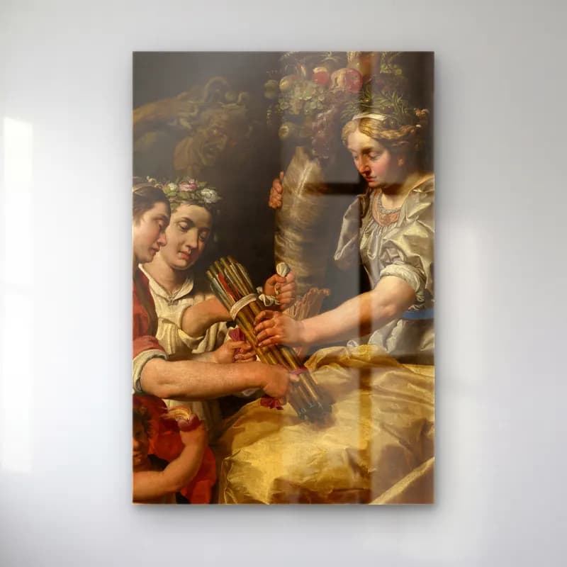 Abraham Janssens – Concord, Charity and Sincerity Conquering Discord – Bej Tonlar cam tablo — Abraham Janssens – Concord, Charity and Sincerity Conquering Discord – Bej Tonlar — yağlı boya çiçek pazarı