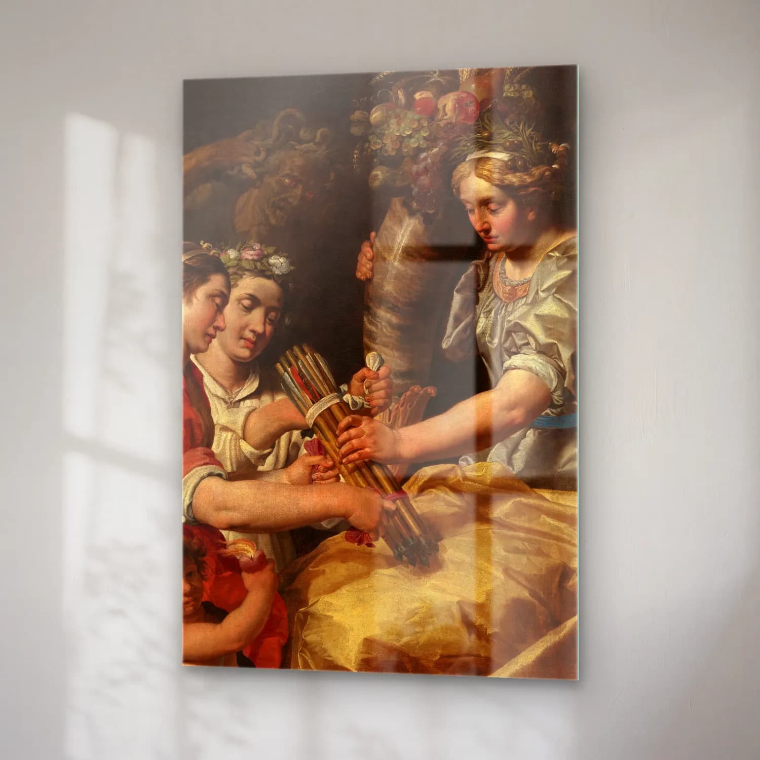 Abraham Janssens – Concord, Charity and Sincerity Conquering Discord – Bej Tonlar cam tablo — sağ açıdan görünüm