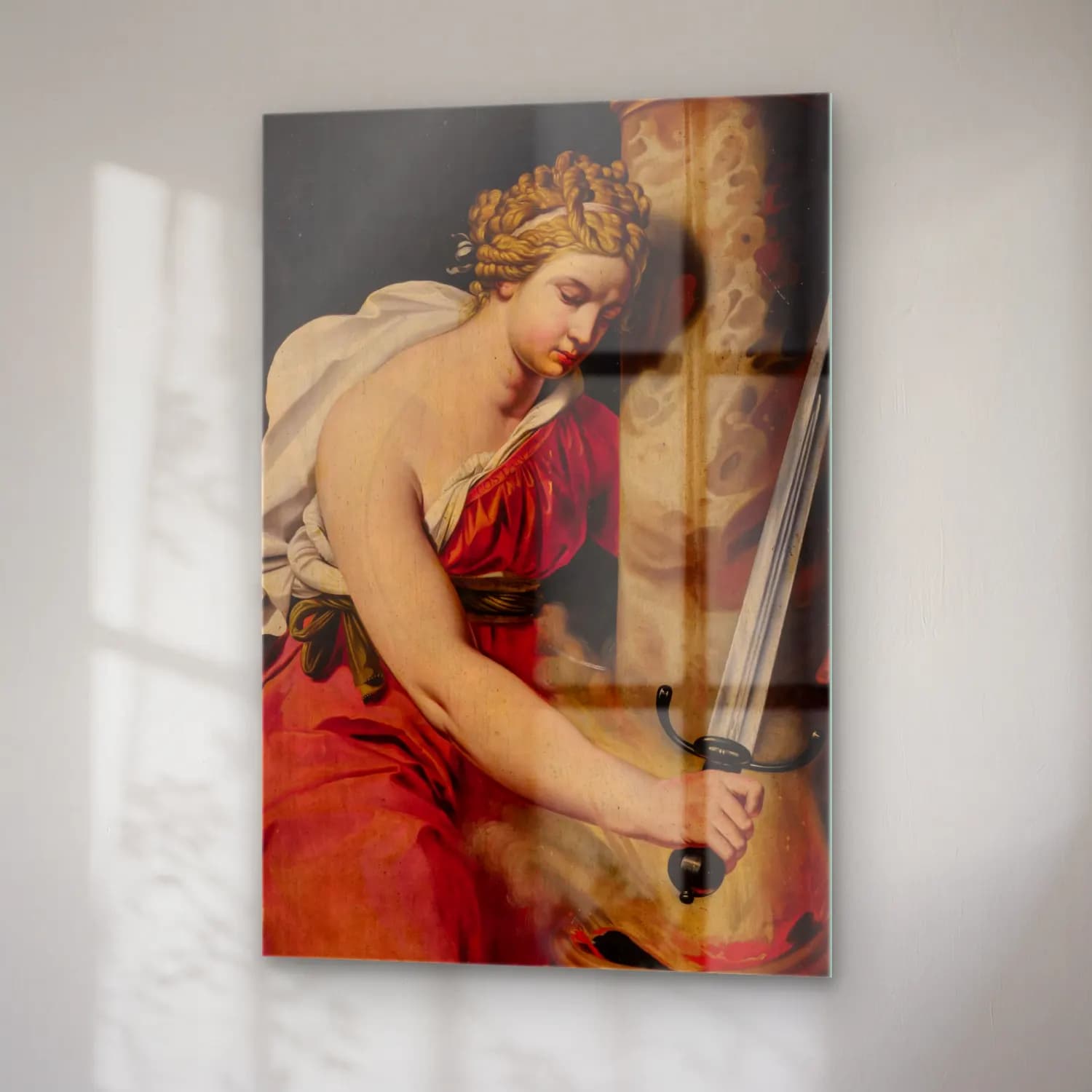 Abraham Janssens – Constancy – Kırmızı Tonlar cam tablo — sağ açıdan görünüm