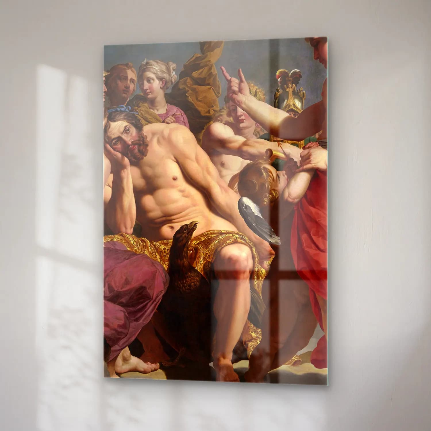 Abraham Janssens – Jupiter Rebuked By Venus (C. 1612) – Sarı Tonlar cam tablo — sağ açıdan görünüm
