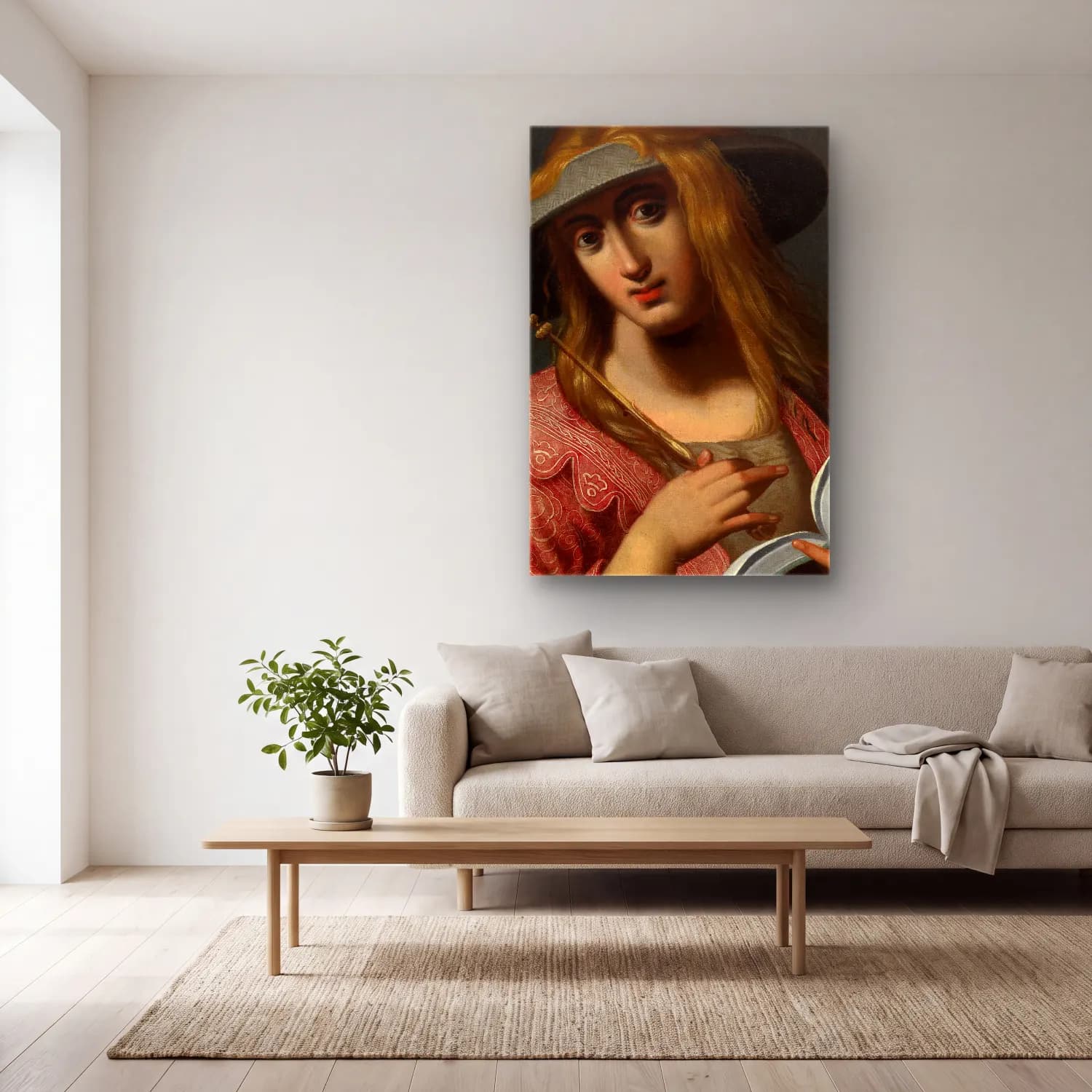 Abraham Janssens – Sibyl – Kırmızı Tonlar cam tablo — açık renk salonda