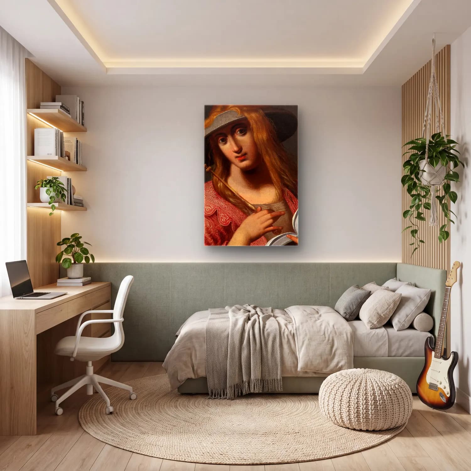 Abraham Janssens – Sibyl – Kırmızı Tonlar cam tablo — genç odasında