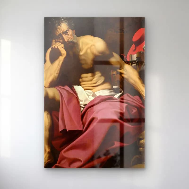 Abraham Janssens – St Jerome – Kırmızı Tonlar cam tablo — Abraham Janssens – St Jerome – Kırmızı Tonlar — yağlı boya erkek portresi
