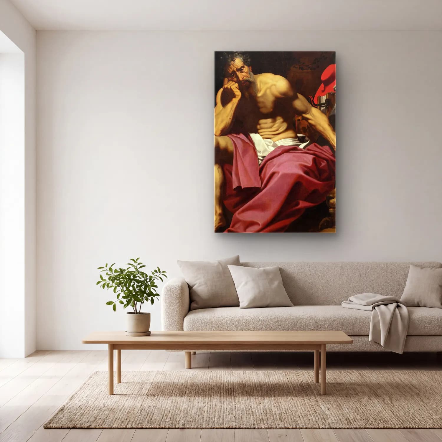 Abraham Janssens – St Jerome – Kırmızı Tonlar cam tablo — açık renk salonda