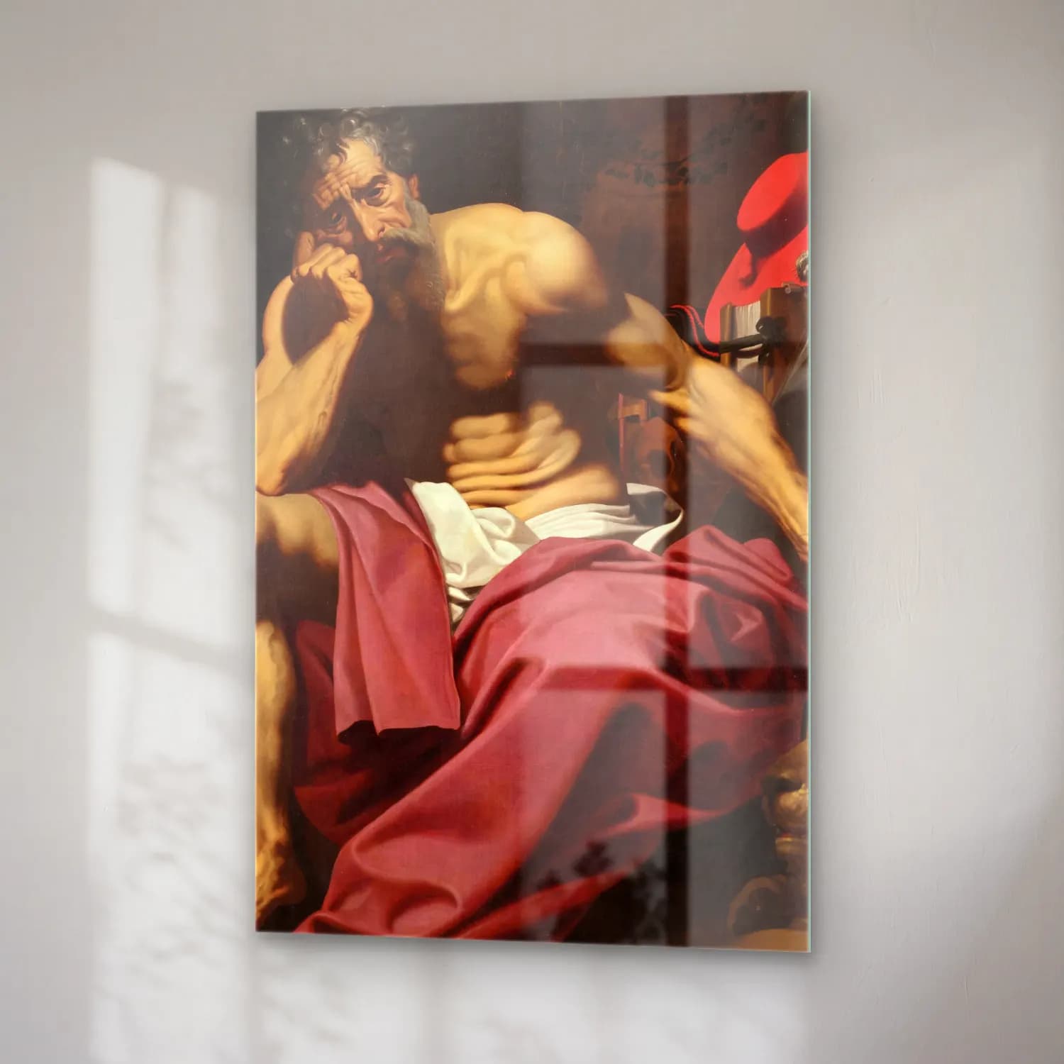 Abraham Janssens – St Jerome – Kırmızı Tonlar cam tablo — sağ açıdan görünüm