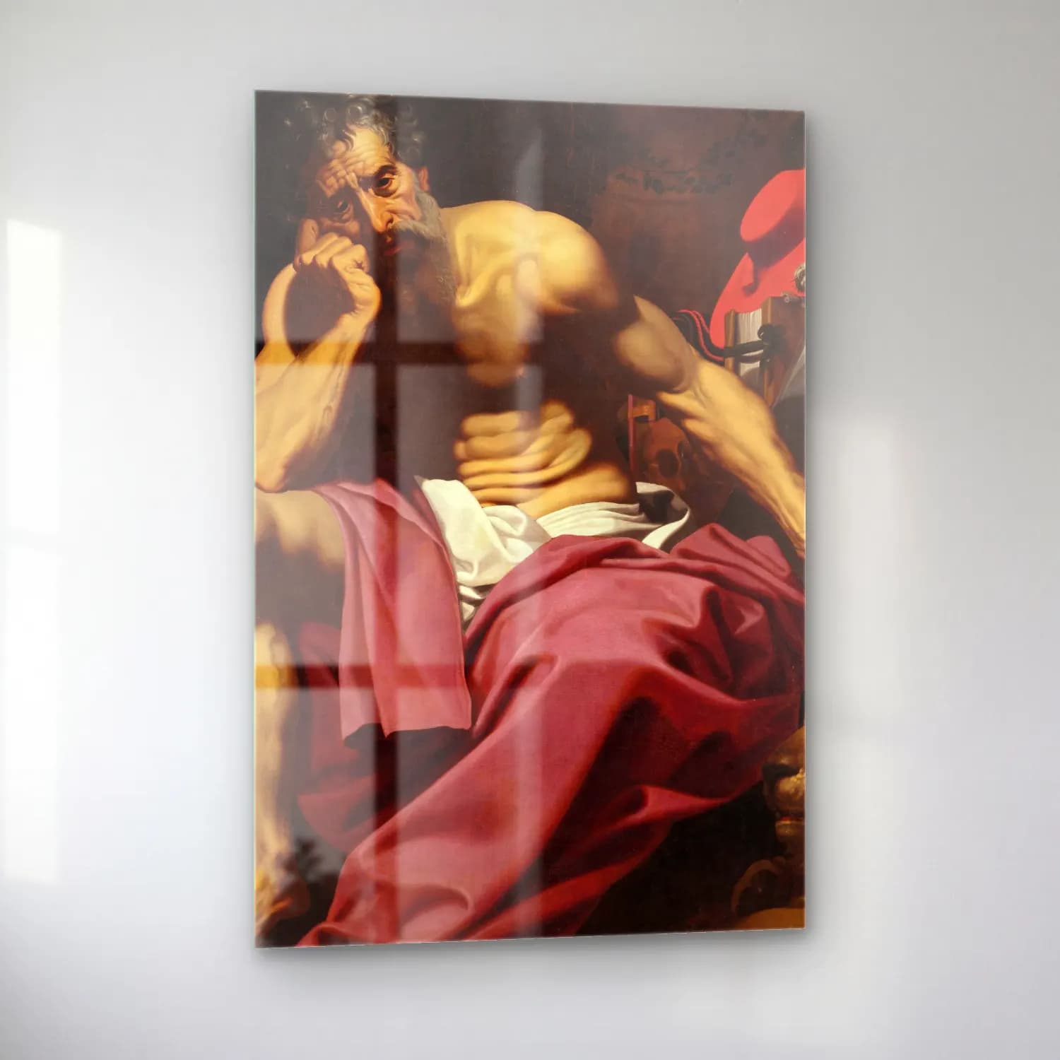 Abraham Janssens – St Jerome – Kırmızı Tonlar cam tablo — sol açıdan görünüm