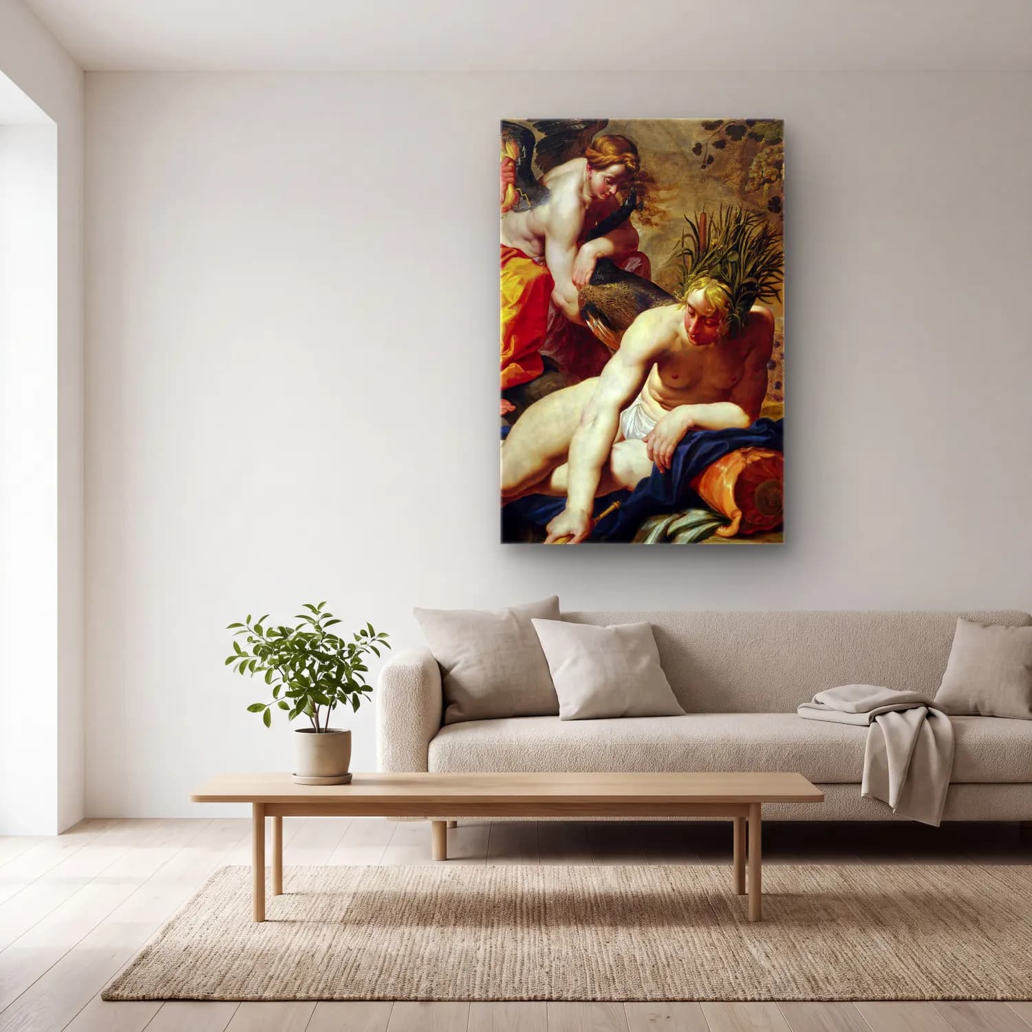 Abraham Janssens – The Four Elements – Sarı Tonlar cam tablo — açık renk salonda