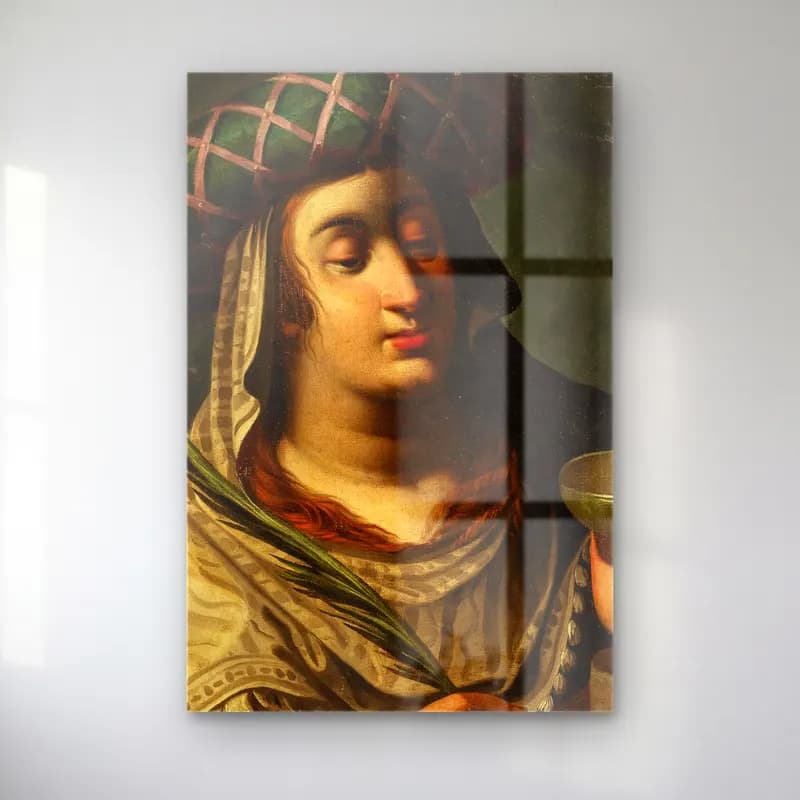 Abraham Janssens – The Tiburtine Sibyl – Yeşil Tonlar cam tablo — Abraham Janssens – The Tiburtine Sibyl – Yeşil Tonlar — yağlı boya kadın portresi