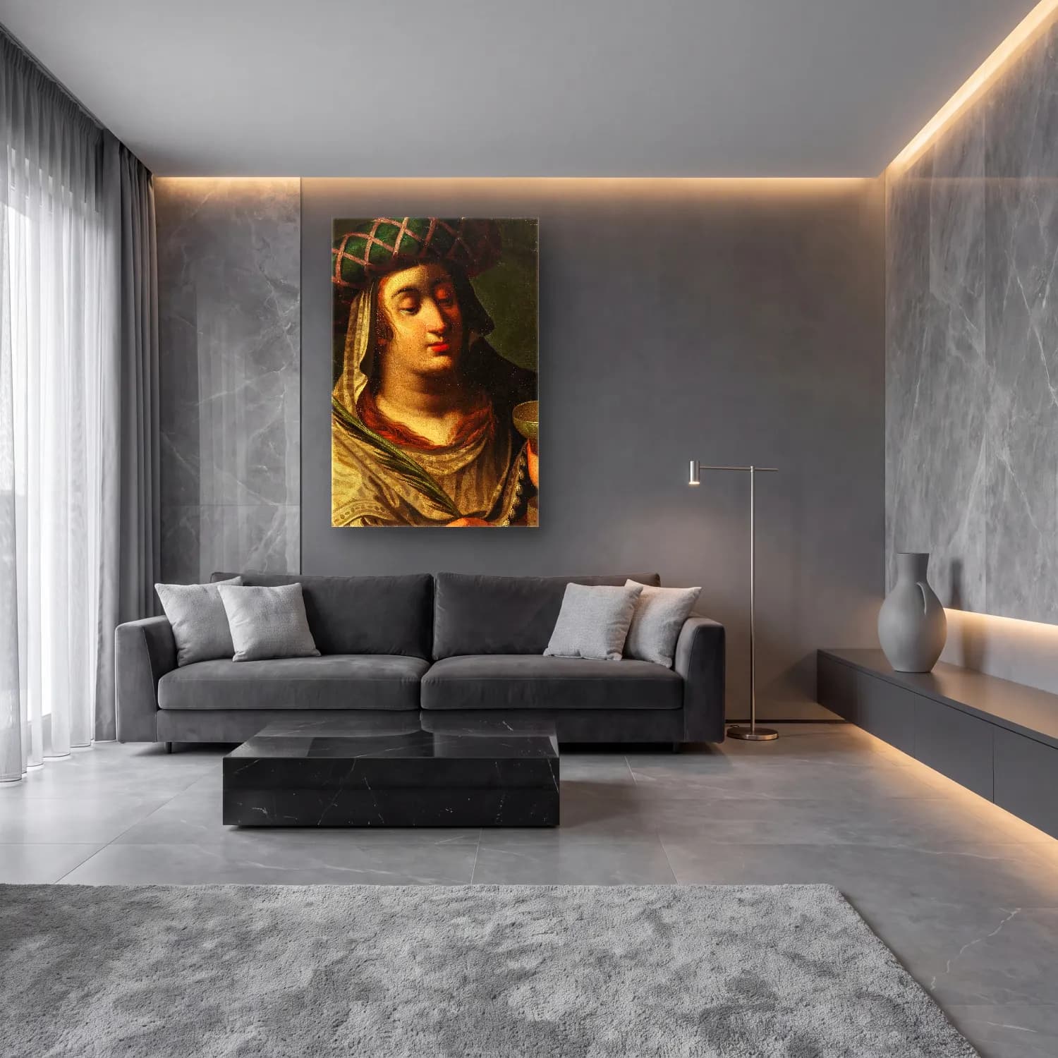 Abraham Janssens – The Tiburtine Sibyl – Yeşil Tonlar cam tablo — lüks salon duvarında