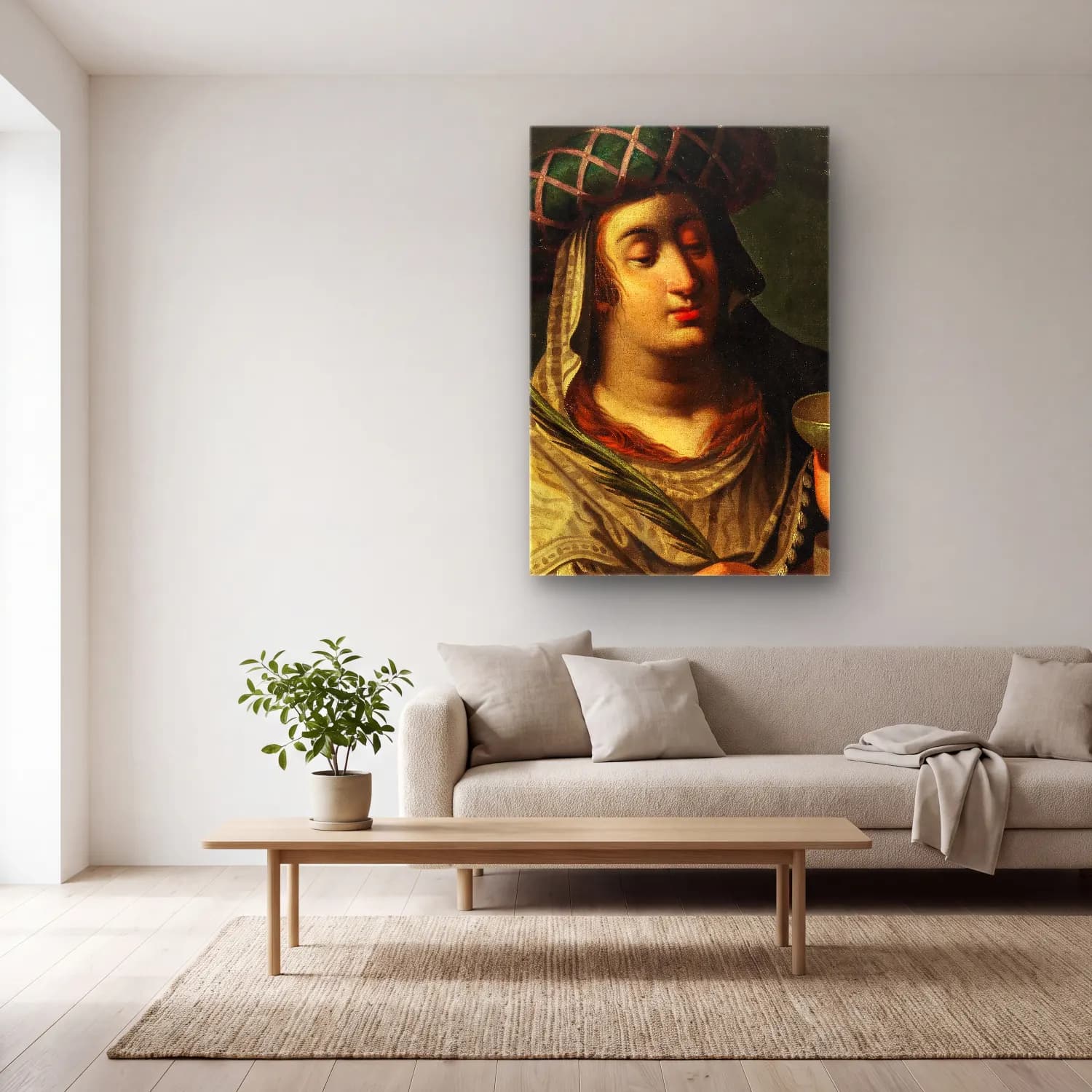 Abraham Janssens – The Tiburtine Sibyl – Yeşil Tonlar cam tablo — açık renk salonda