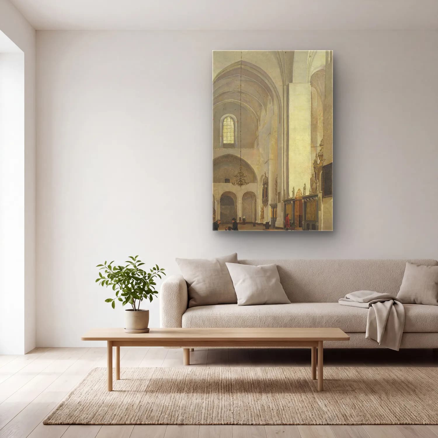 Christen Købke – The Transept Of Århus Cathedral cam tablo — açık renk salonda
