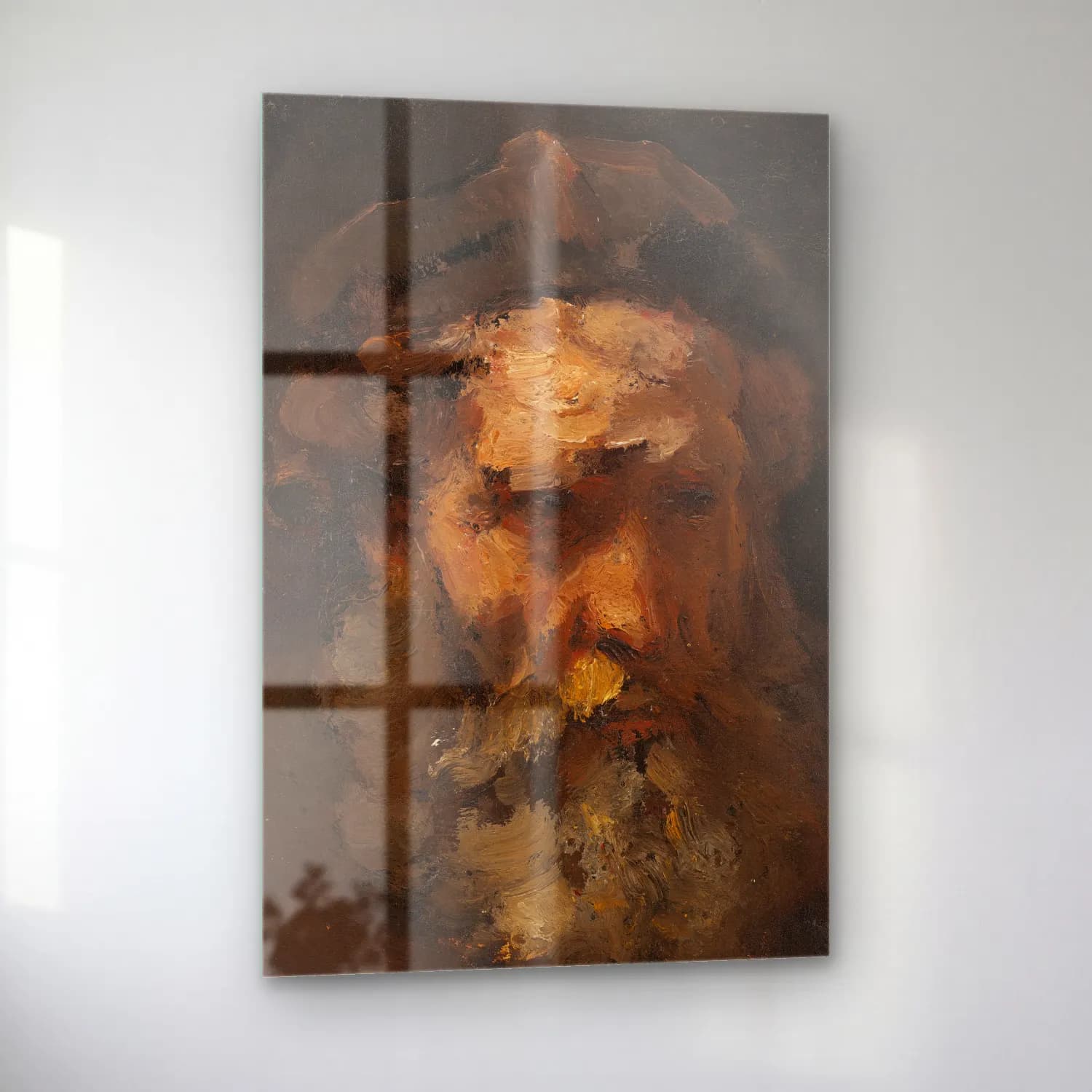 Rembrandt van Rijn – Head of Saint Matthew (probably early 1660s) – Bej Tonlar cam tablo — sol açıdan görünüm