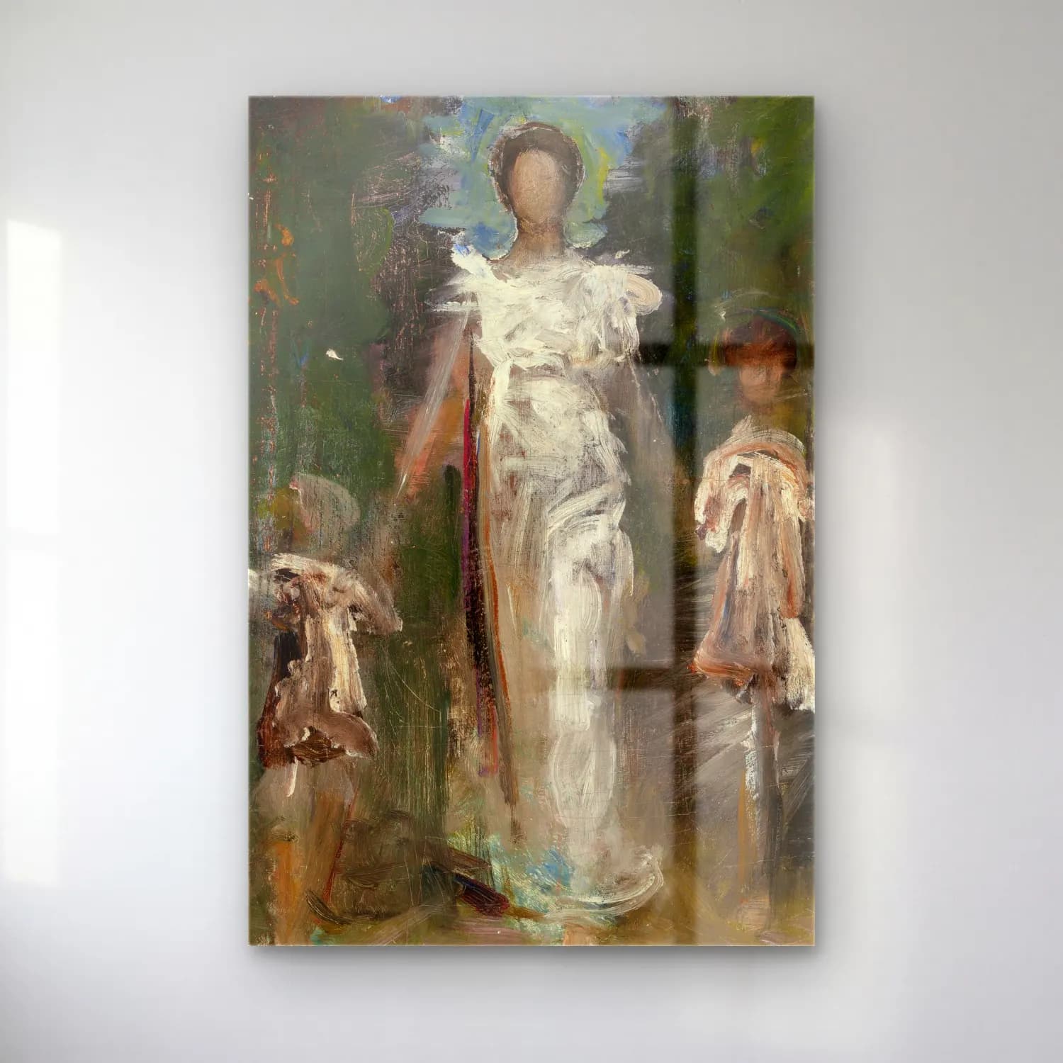 Abbott Handerson Thayer – Preliminary Study for ‘A Virgin’ (circa 1891) cam tablo — Abbott Handerson Thayer – Preliminary Study for ‘A Virgin’ (circa 1891) — empresyonist elbiseli kadın