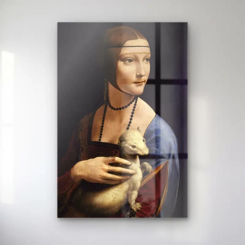 Leonardo da Vinci – Kadın Portresi cam tablo — Leonardo da Vinci – Kadın Portresi — yağlı boya kadın portresi