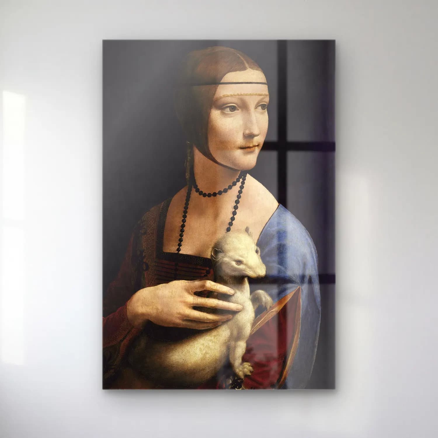 Leonardo da Vinci – Kadın Portresi cam tablo — Leonardo da Vinci – Kadın Portresi — yağlı boya kadın portresi