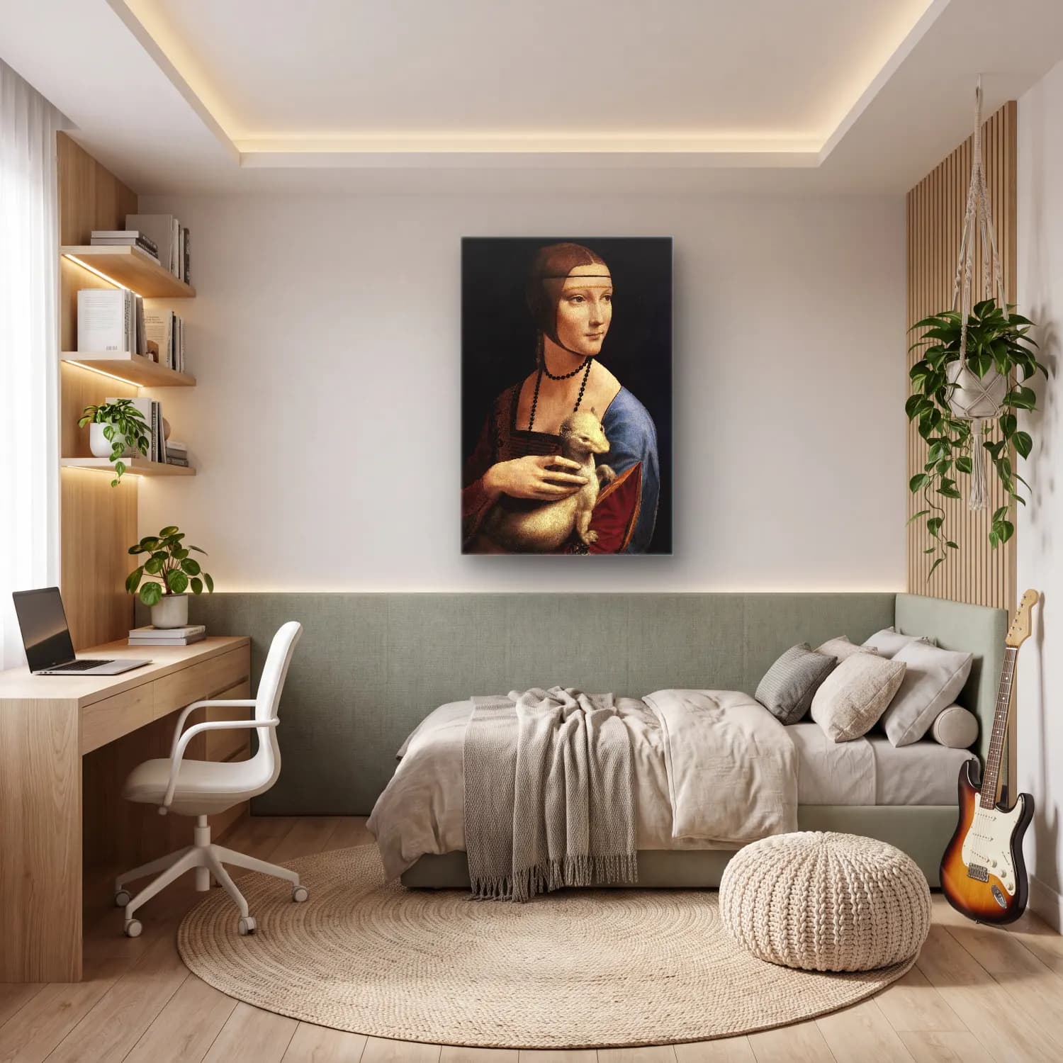 Leonardo da Vinci – Kadın Portresi cam tablo — genç odasında
