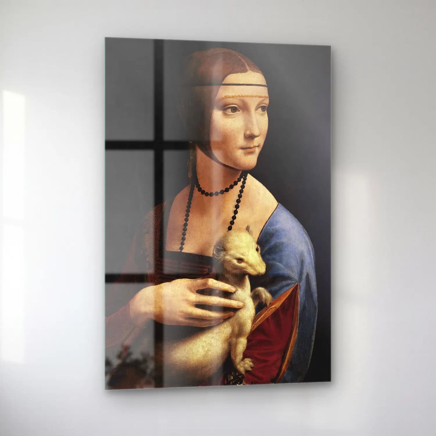 Leonardo da Vinci – Kadın Portresi cam tablo — sol açıdan görünüm