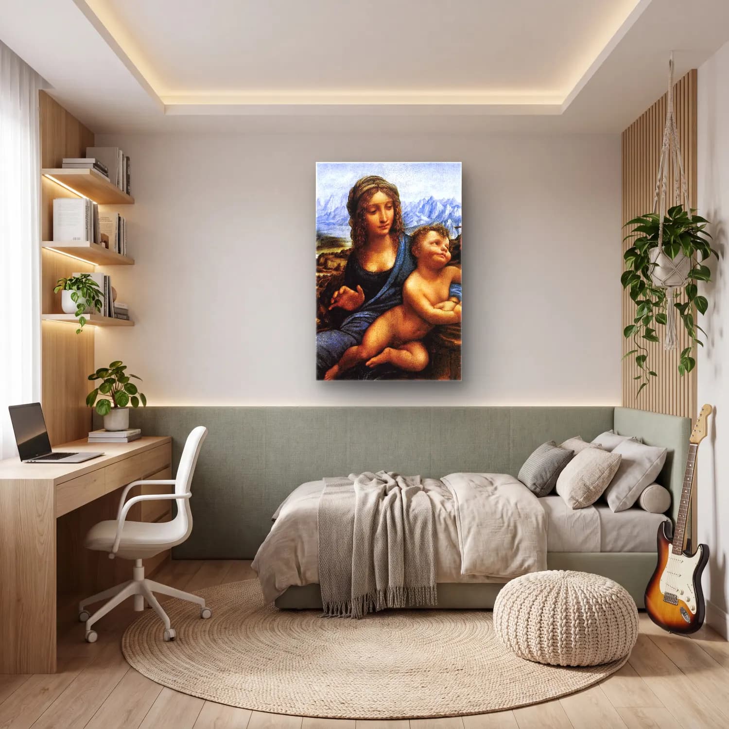 Leonardo da Vinci – Anne ve Çocuk cam tablo — genç odasında