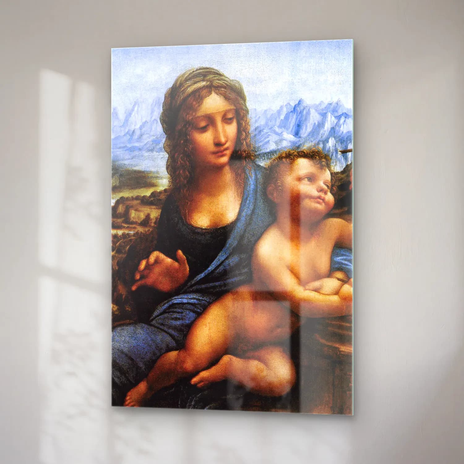 Leonardo da Vinci – Anne ve Çocuk cam tablo — sağ açıdan görünüm