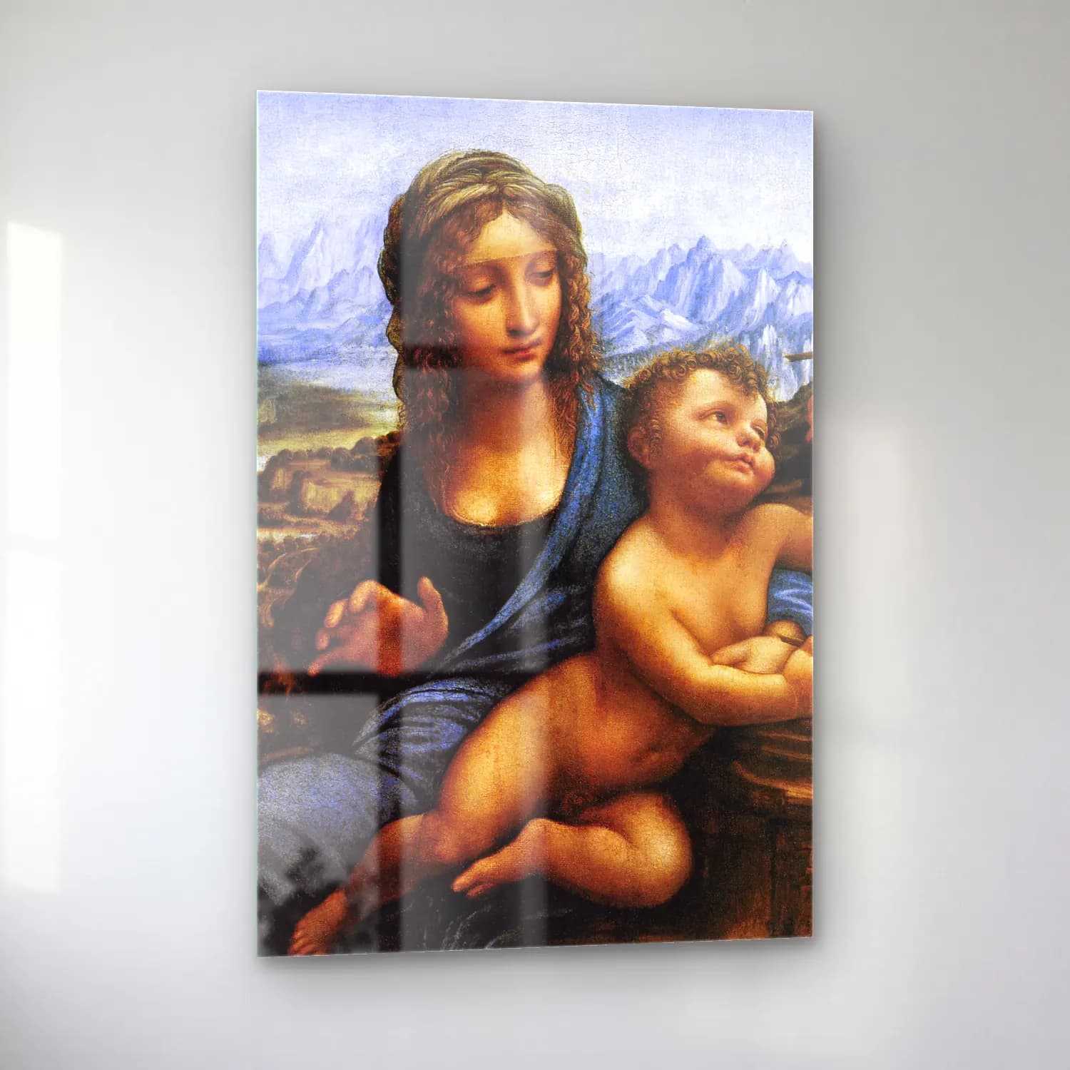 Leonardo da Vinci – Anne ve Çocuk cam tablo — sol açıdan görünüm