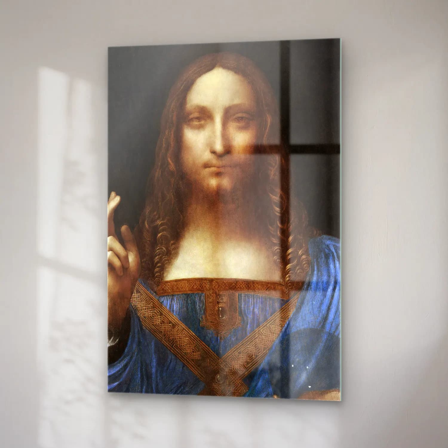 Leonardo da Vinci – Erkek Portresi cam tablo — sağ açıdan görünüm
