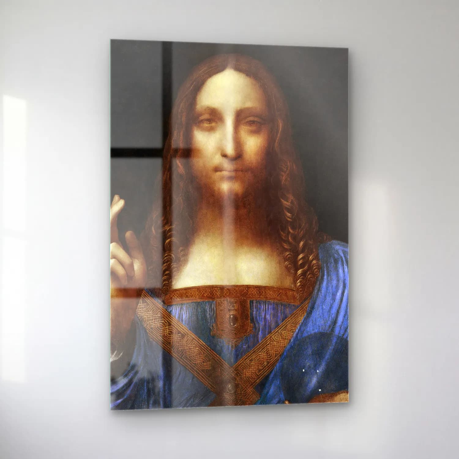 Leonardo da Vinci – Erkek Portresi cam tablo — sol açıdan görünüm
