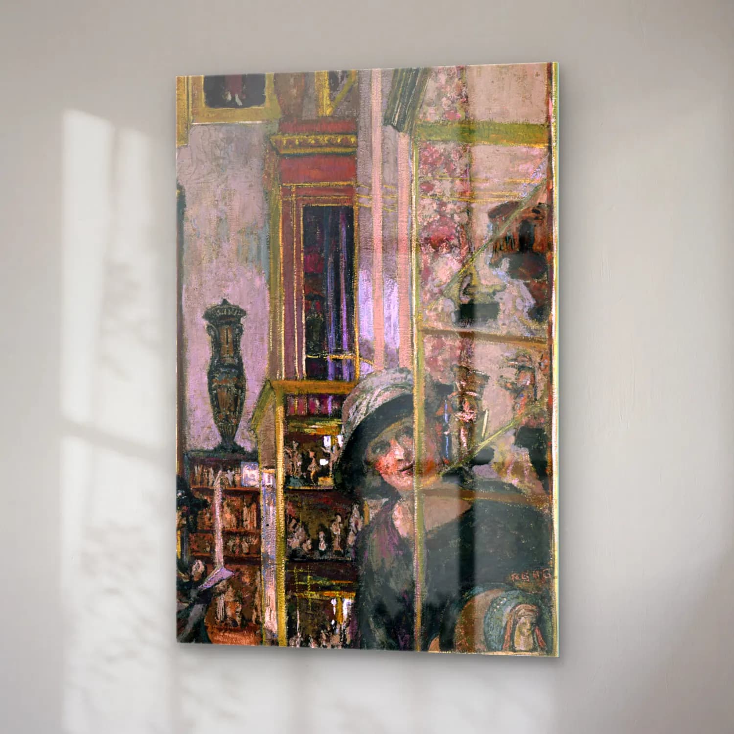Édouard Vuillard – Vintage İç Mekân – Bej Tonlar cam tablo — sağ açıdan görünüm