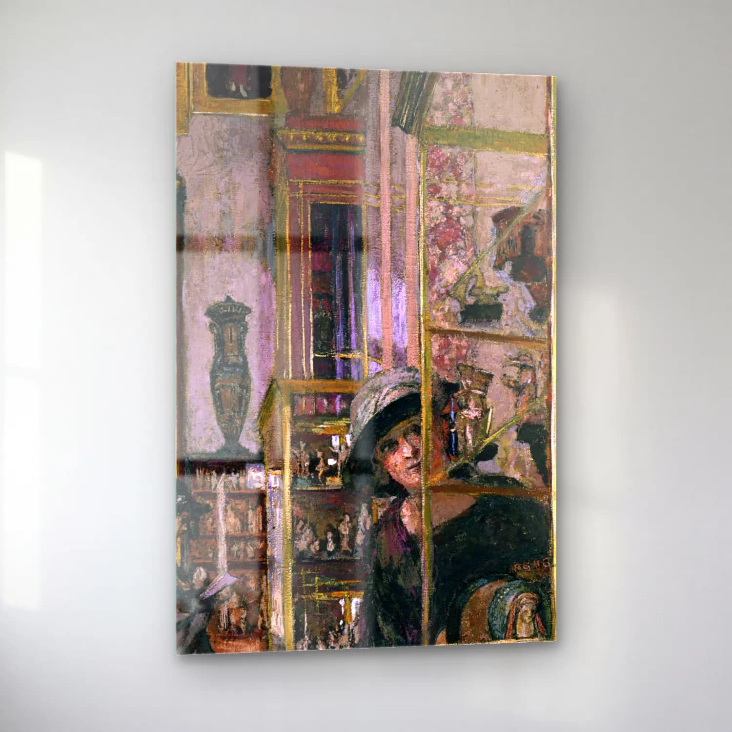 Édouard Vuillard – Vintage İç Mekân – Bej Tonlar cam tablo — sol açıdan görünüm