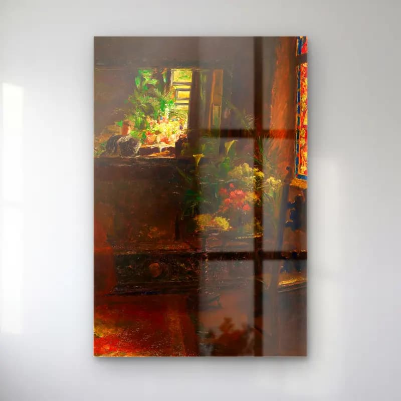 Olga Wisinger-Florian – Mein Atelier cam tablo — Olga Wisinger-Florian – Mein Atelier — empresyonist çiçek pazarı