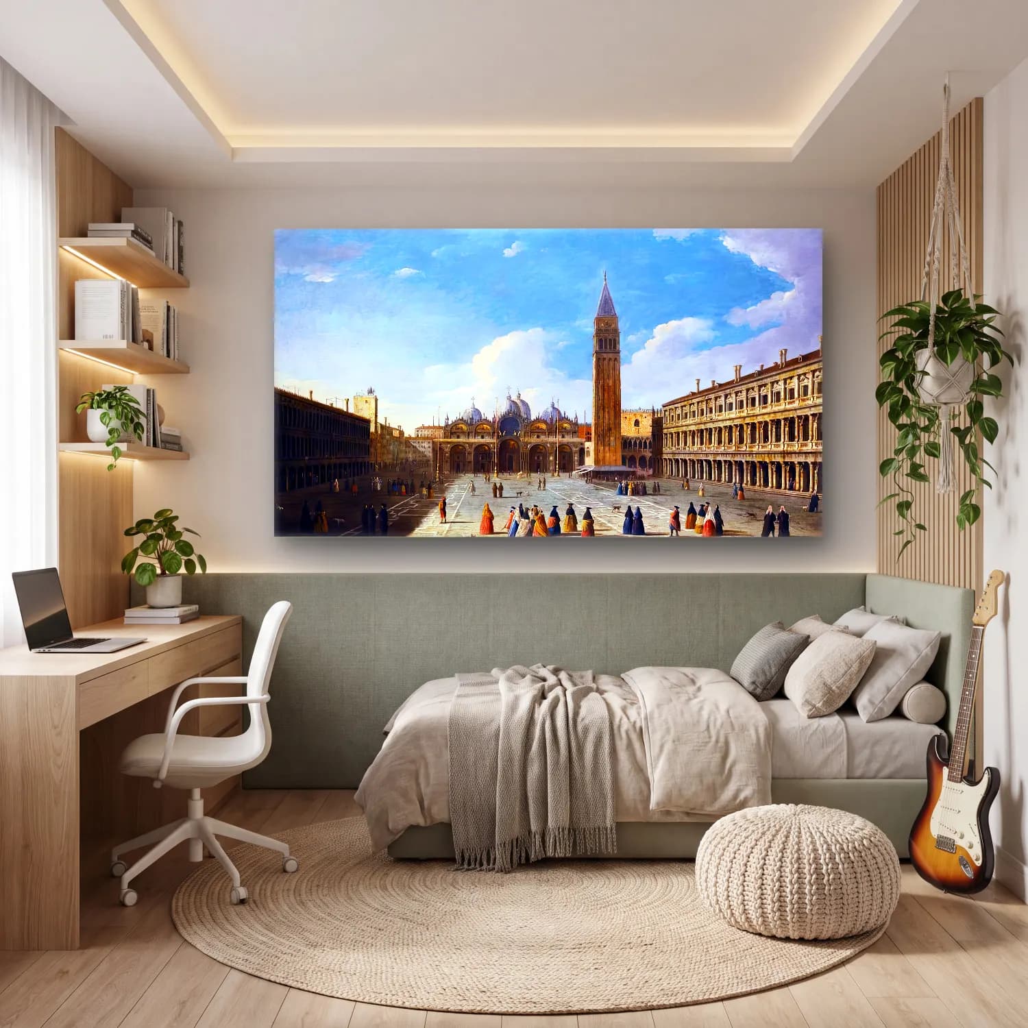 Apollonio Domenichini – View of Piazza San Marco with the Basilica, Venice cam tablo — genç odasında