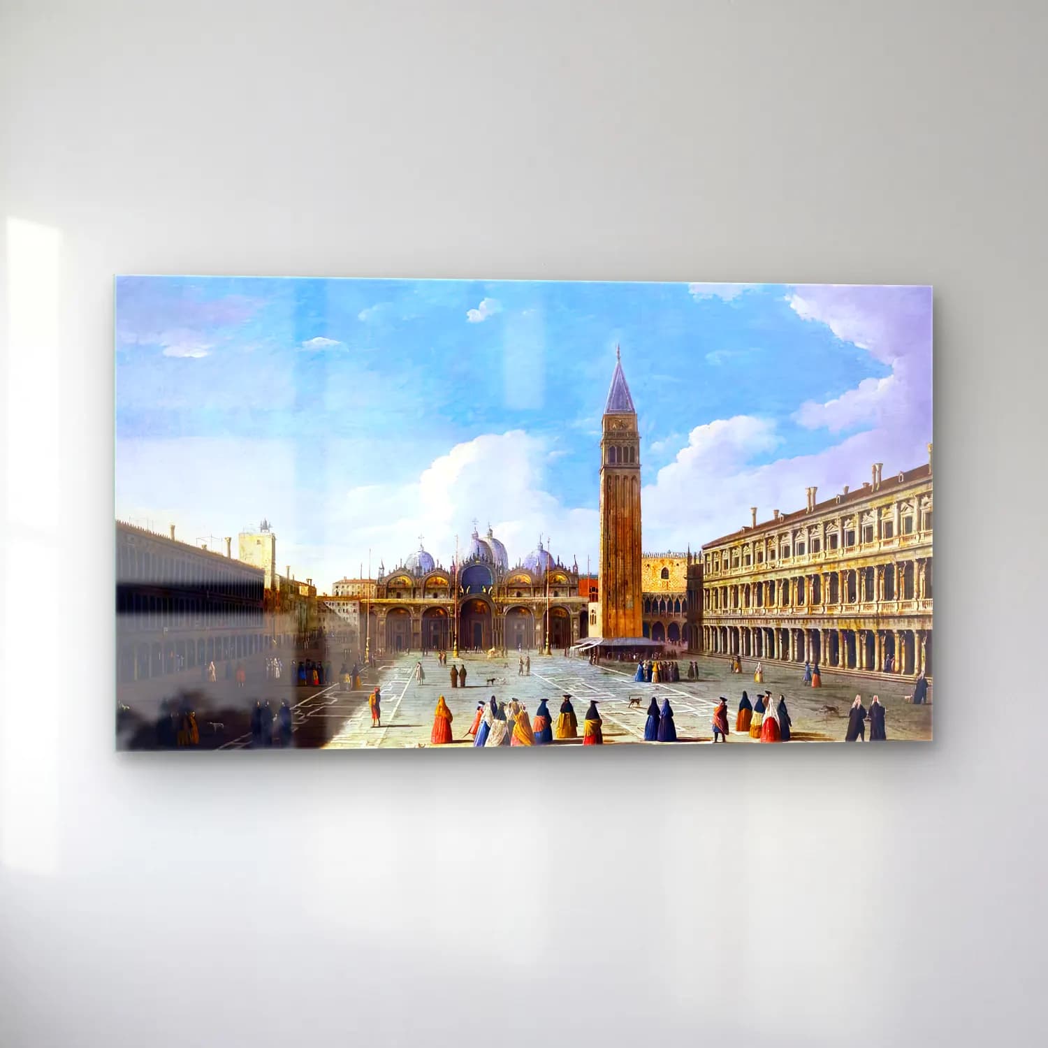 Apollonio Domenichini – View of Piazza San Marco with the Basilica, Venice cam tablo — sol açıdan görünüm