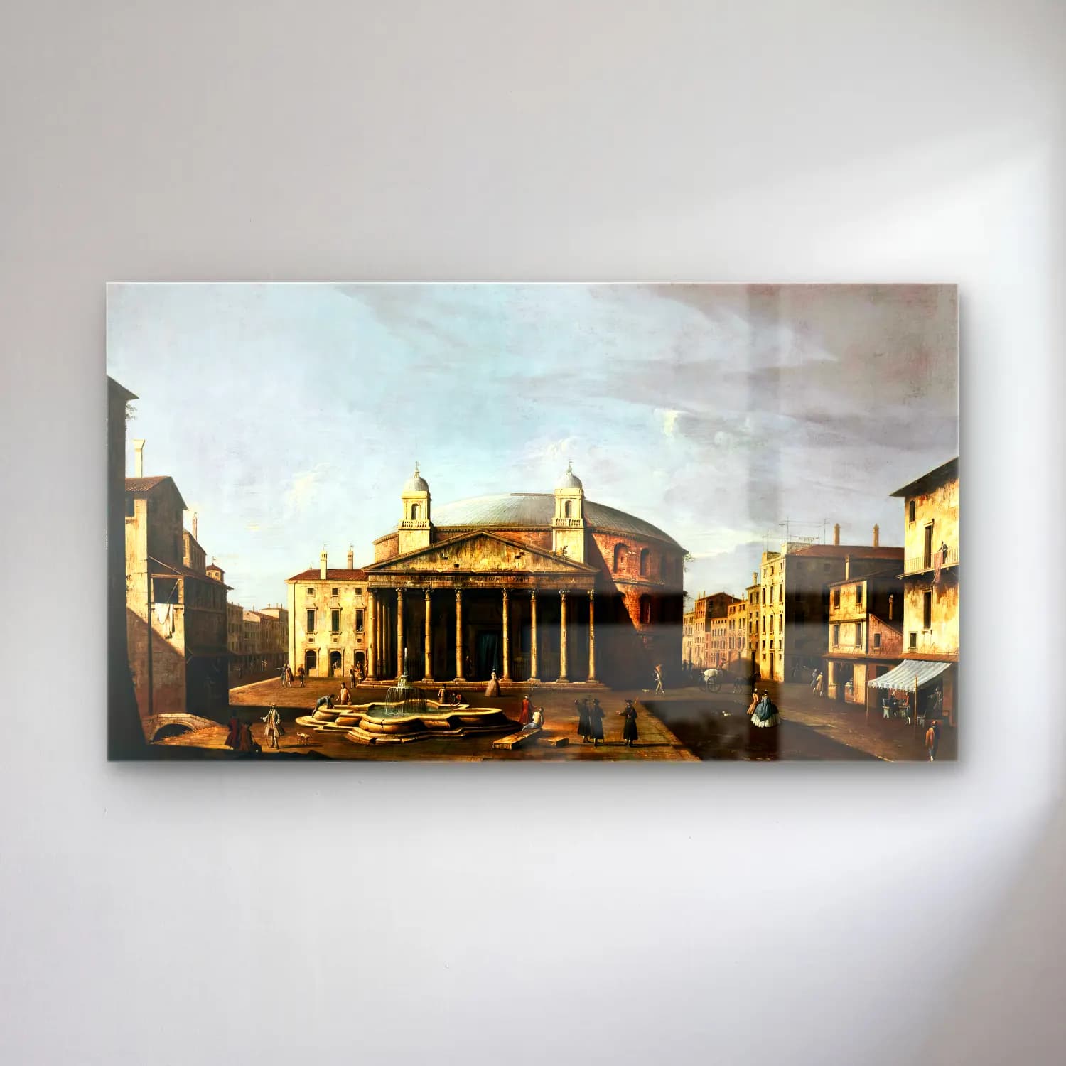 Apollonio Domenichini – View of Piazza del Pantheon in Rome cam tablo — Apollonio Domenichini – View of Piazza del Pantheon in Rome — yağlı boya katedral