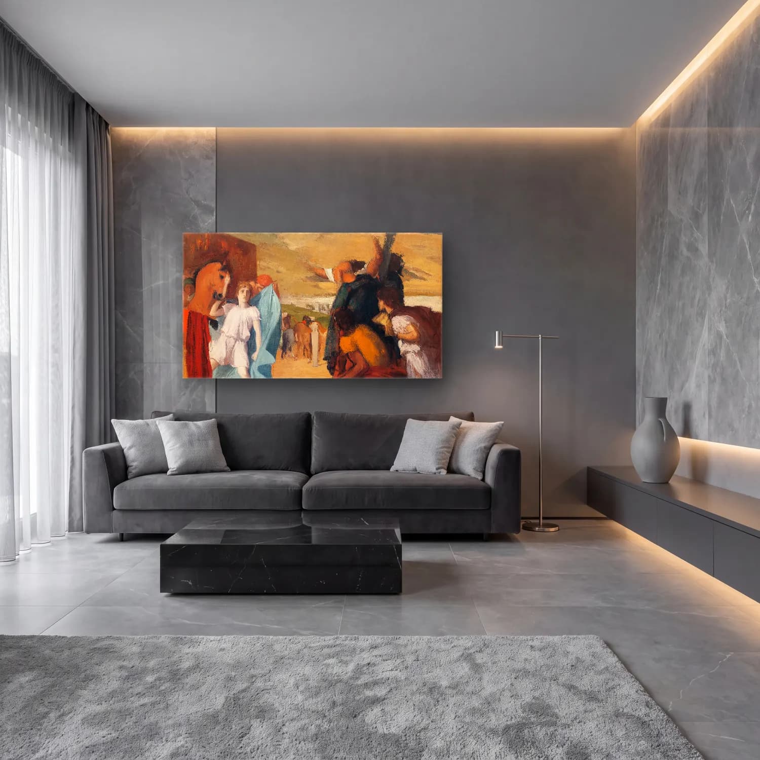 Edgar Degas – Alexander and Bucephalus cam tablo — lüks salon duvarında