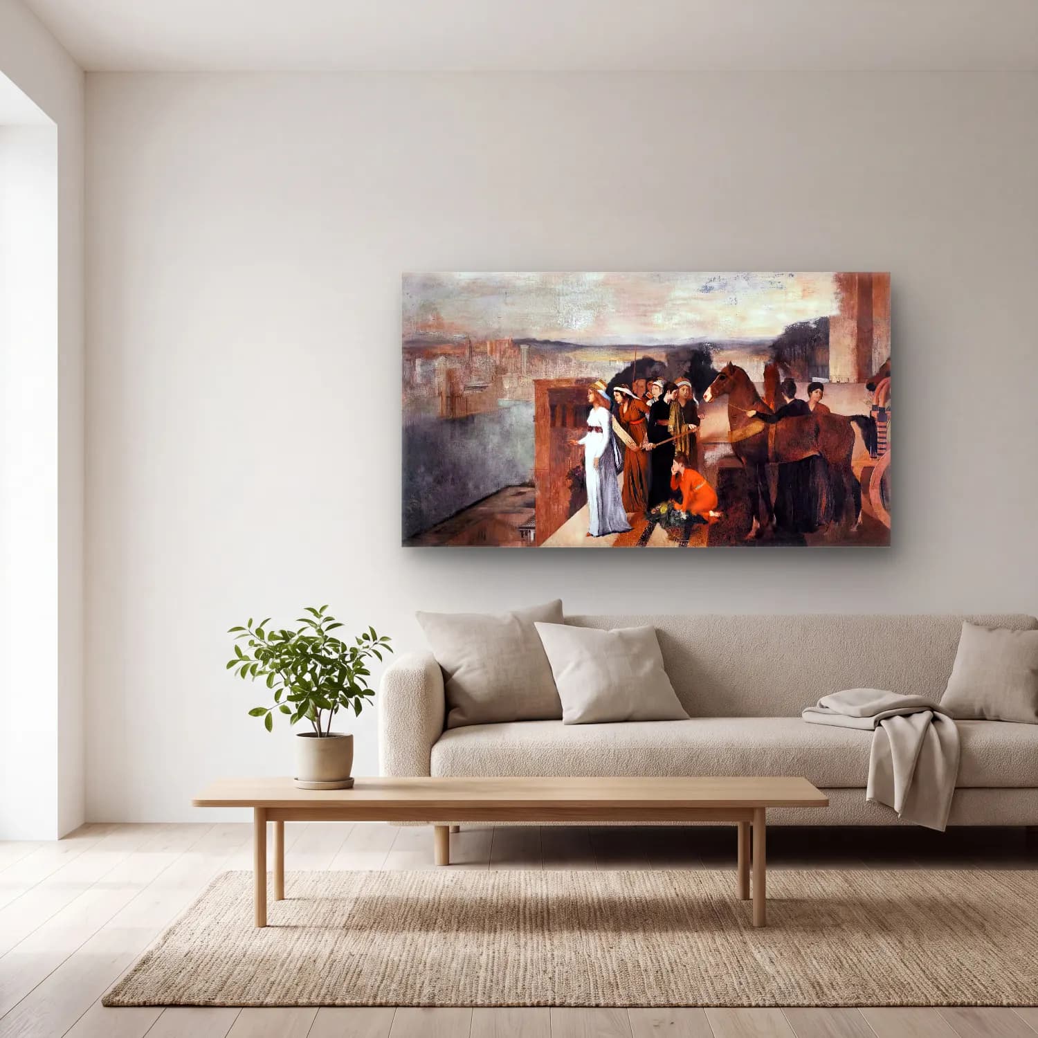 Edgar Degas – Semiramis Building Babylon cam tablo — açık renk salonda