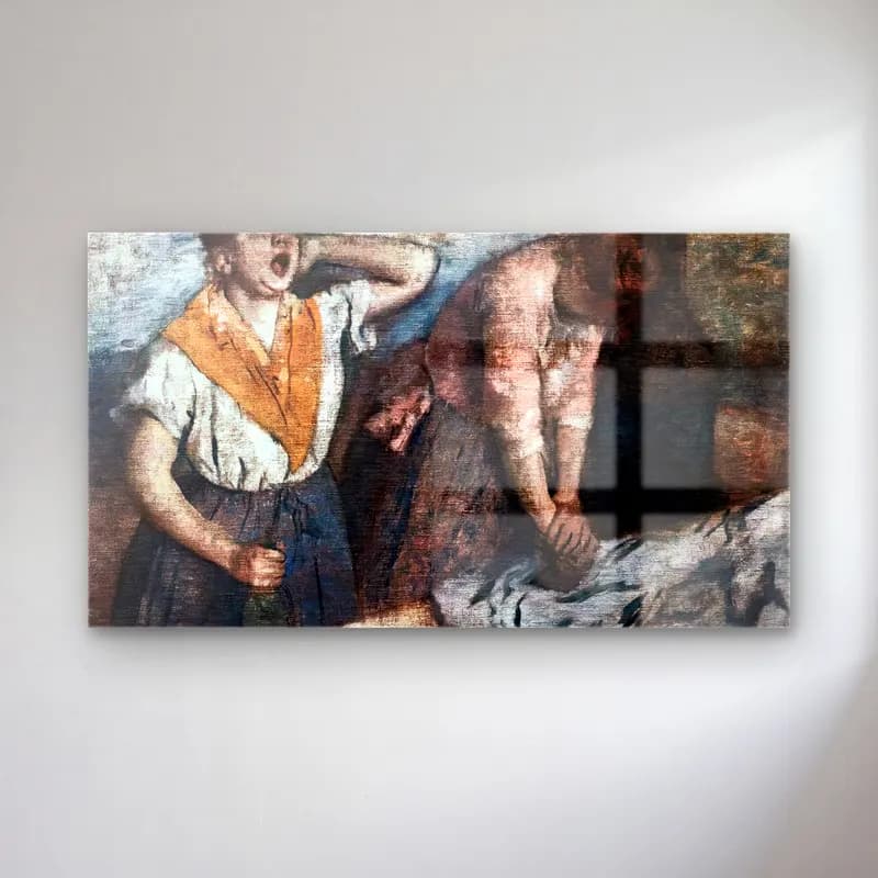 Edgar Degas – Two Laundresses cam tablo — Edgar Degas – Two Laundresses — yağlı boya savaş sahnesi