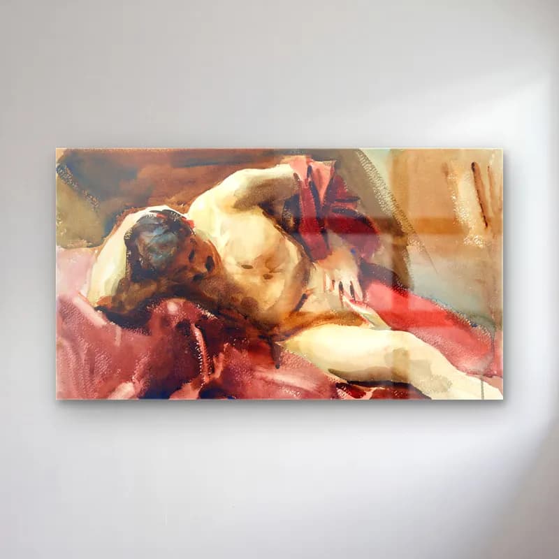 John Singer Sargent – Italian Model after cam tablo — John Singer Sargent – Italian Model after — suluboya figür çalışması