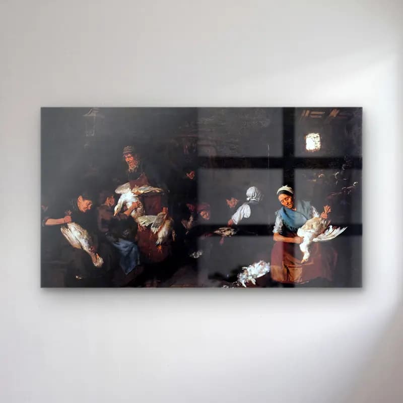 Max Liebermann – Plucking Geese cam tablo — Max Liebermann – Plucking Geese — yağlı boya dini sahne