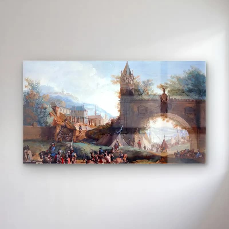 Giuseppe Bernardino Bison – Landscape with Soldiers on Horseback cam tablo — Giuseppe Bernardino Bison – Landscape with Soldiers on Horseback — vintage savaş sahnesi