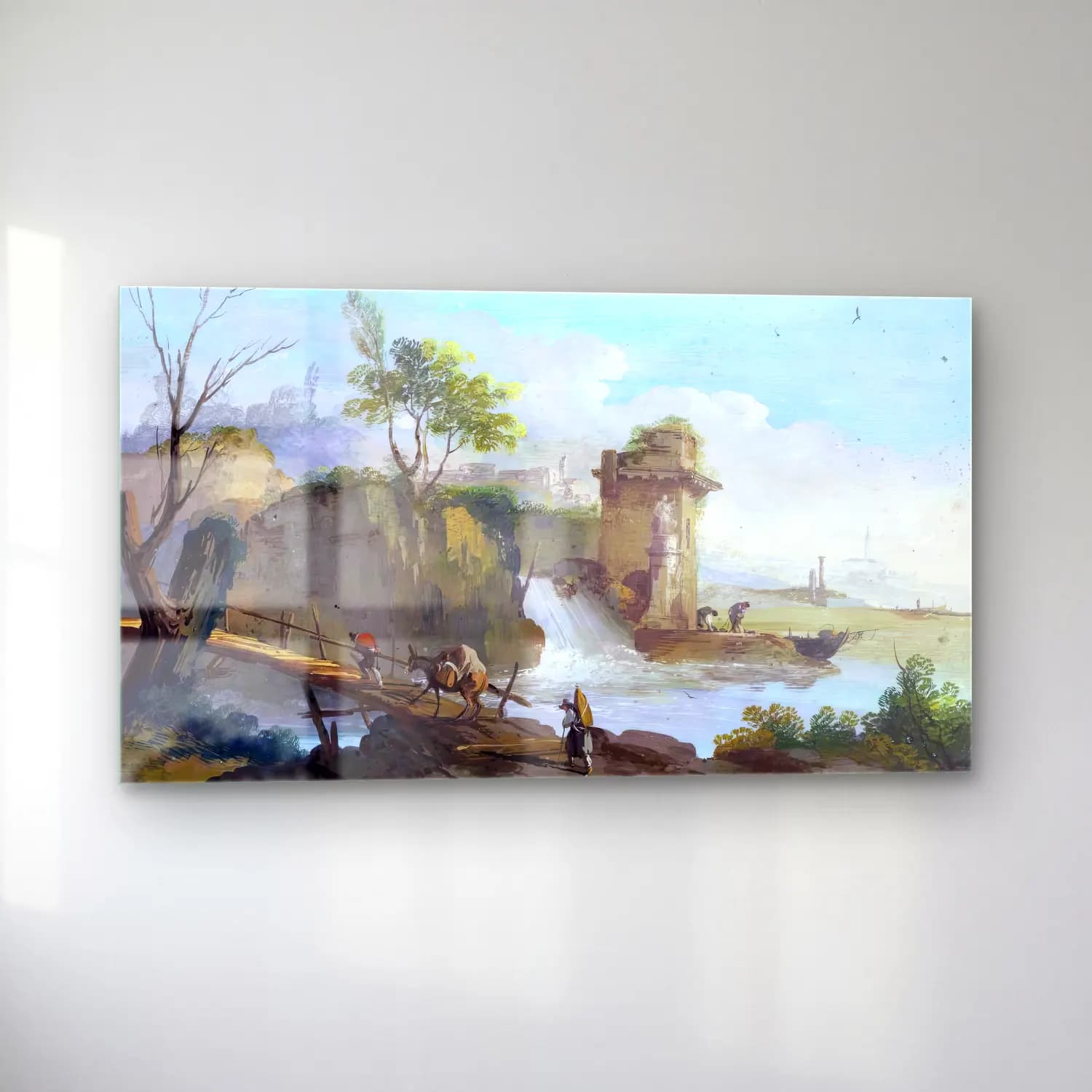 Giuseppe Bernardino Bison – Landscape with Travellers cam tablo — sol açıdan görünüm