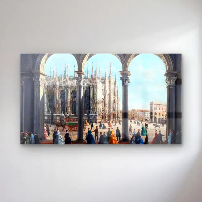 Giuseppe Bernardino Bison – View of Milan Cathedral from the Colonnade cam tablo — Giuseppe Bernardino Bison – View of Milan Cathedral from the Colonnade — yağlı boya katedral