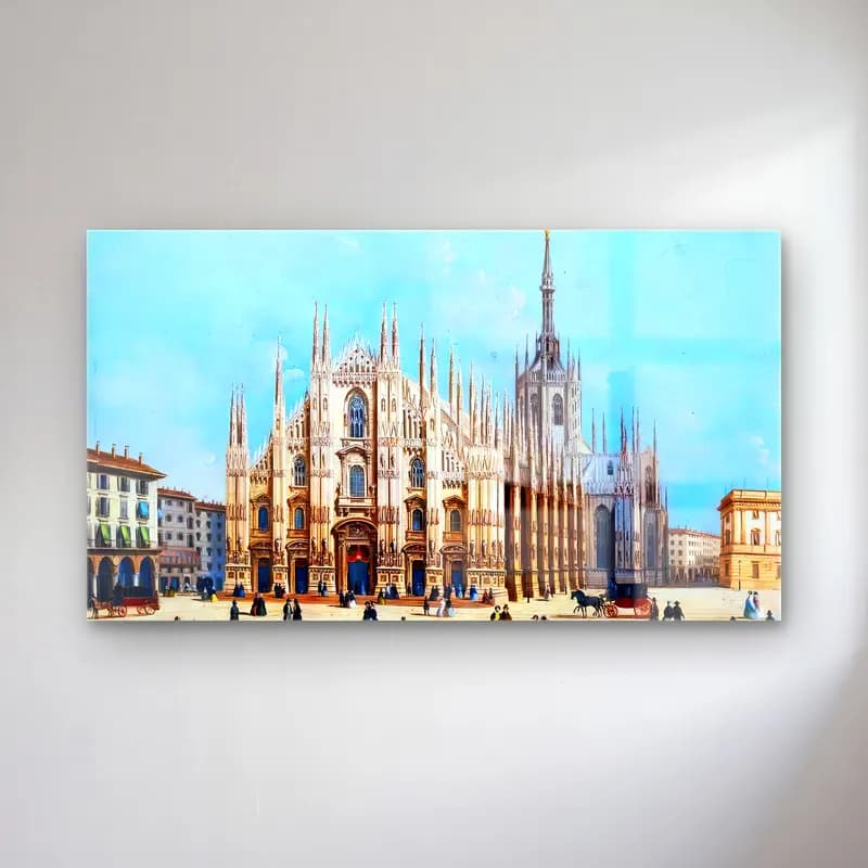Giuseppe Bernardino Bison – View of the Cathedral, Milan cam tablo — Giuseppe Bernardino Bison – View of the Cathedral, Milan — suluboya katedral