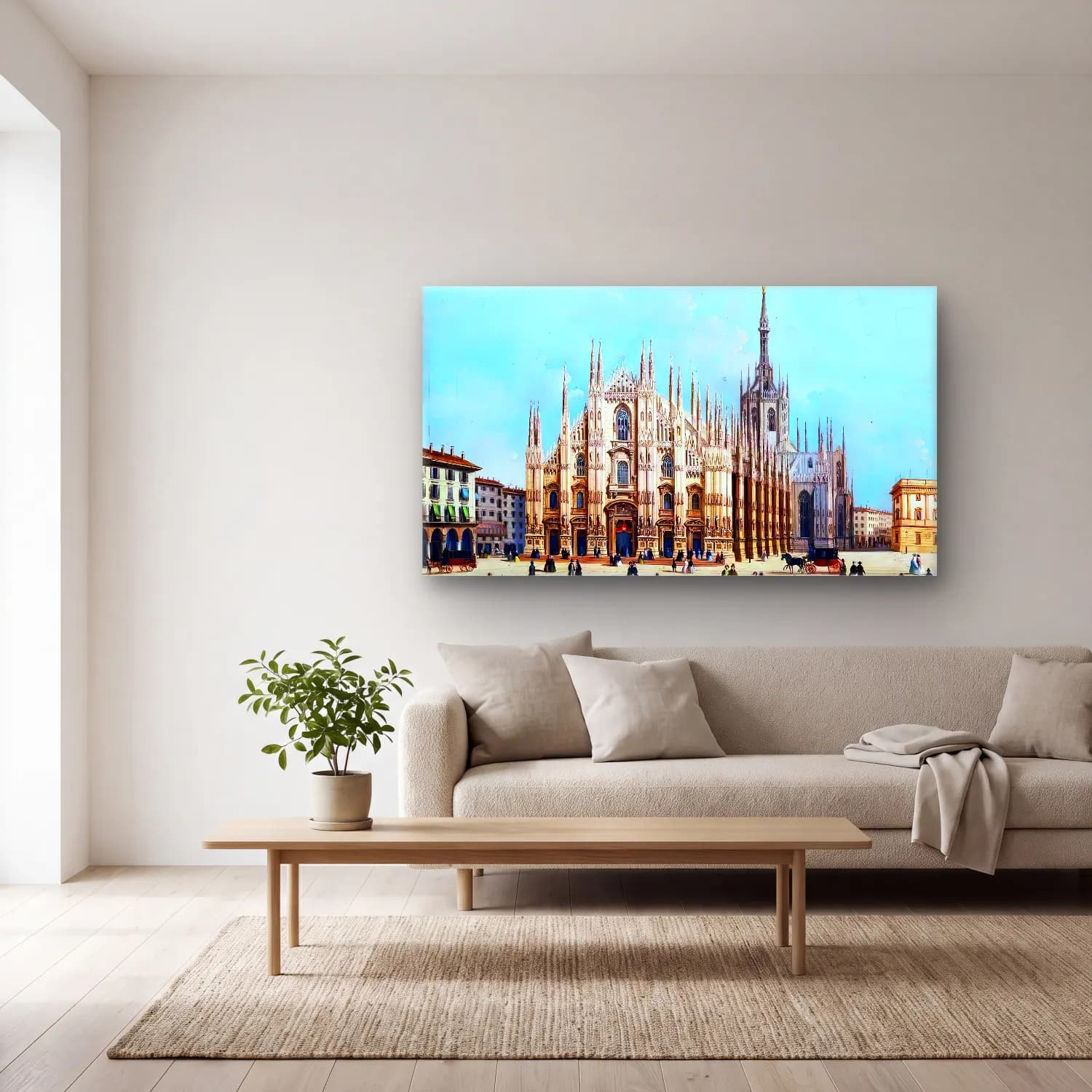 Giuseppe Bernardino Bison – View of the Cathedral, Milan cam tablo — açık renk salonda