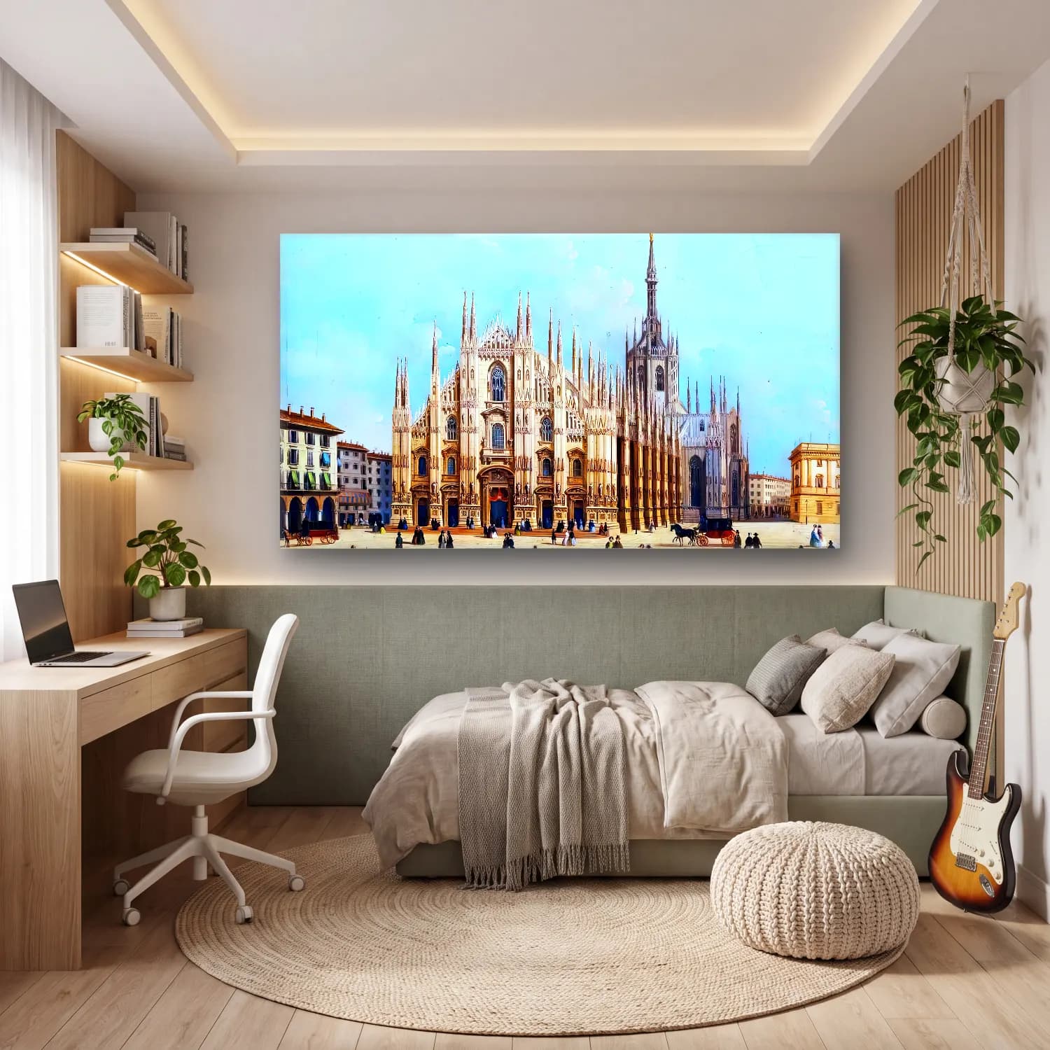 Giuseppe Bernardino Bison – View of the Cathedral, Milan cam tablo — genç odasında