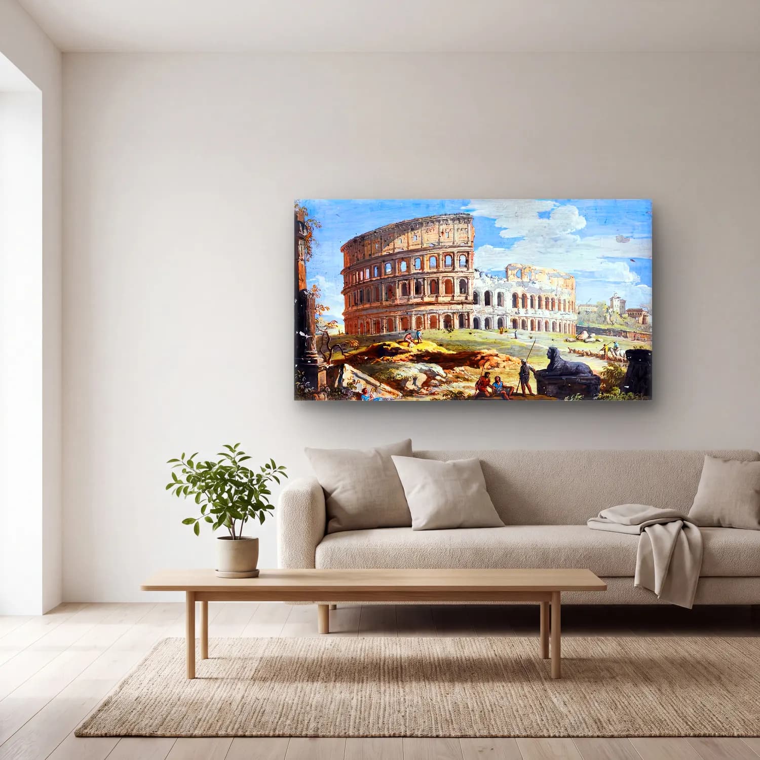 Giovanni Battista Busiri – Roman View The Colosseum cam tablo — açık renk salonda
