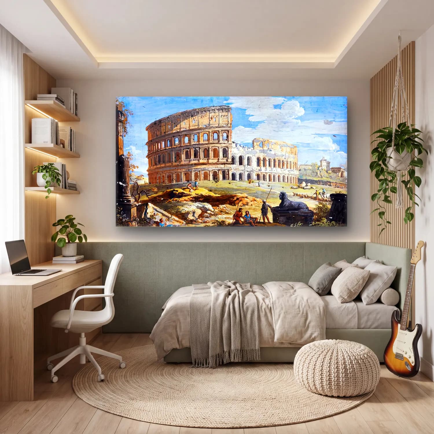 Giovanni Battista Busiri – Roman View The Colosseum cam tablo — genç odasında