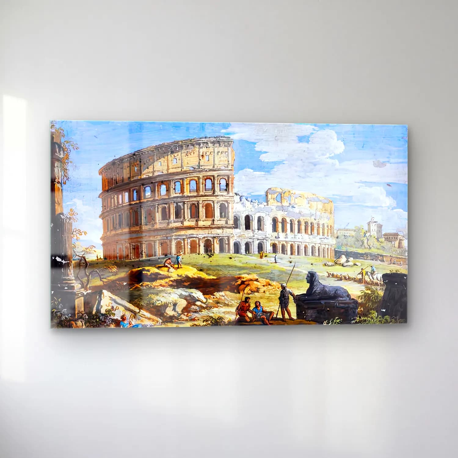 Giovanni Battista Busiri – Roman View The Colosseum cam tablo — sol açıdan görünüm