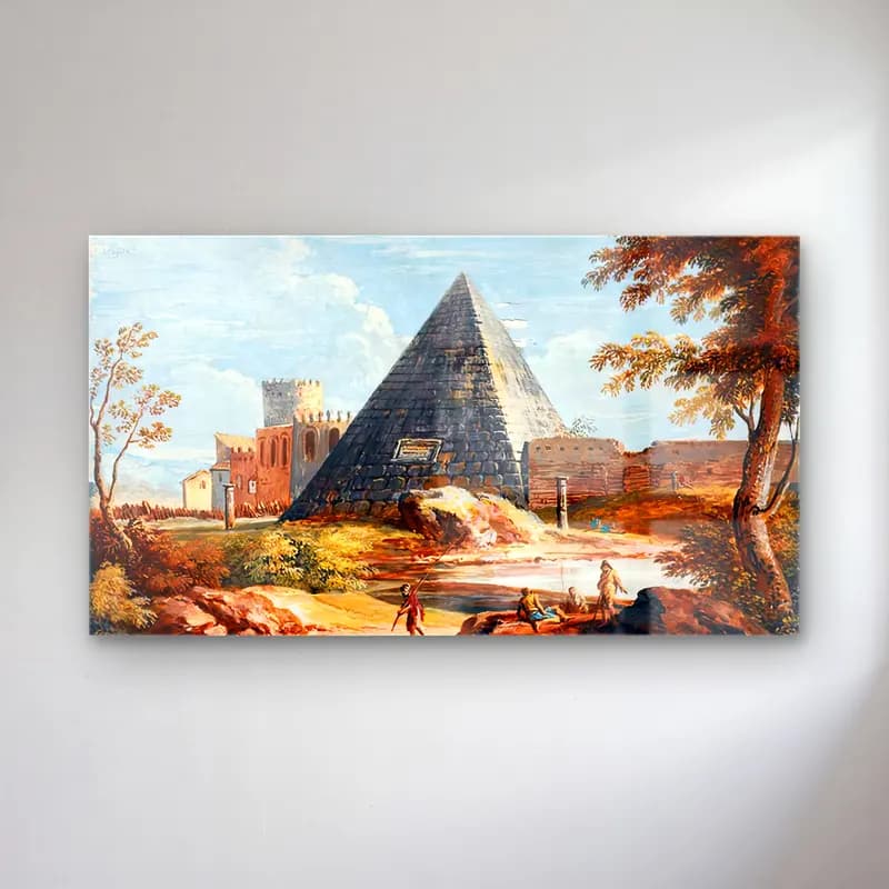 Giovanni Battista Busiri – Roman View The Pyramid of Caius Cestius cam tablo — Giovanni Battista Busiri – Roman View The Pyramid of Caius Cestius — vintage mısır piramitleri