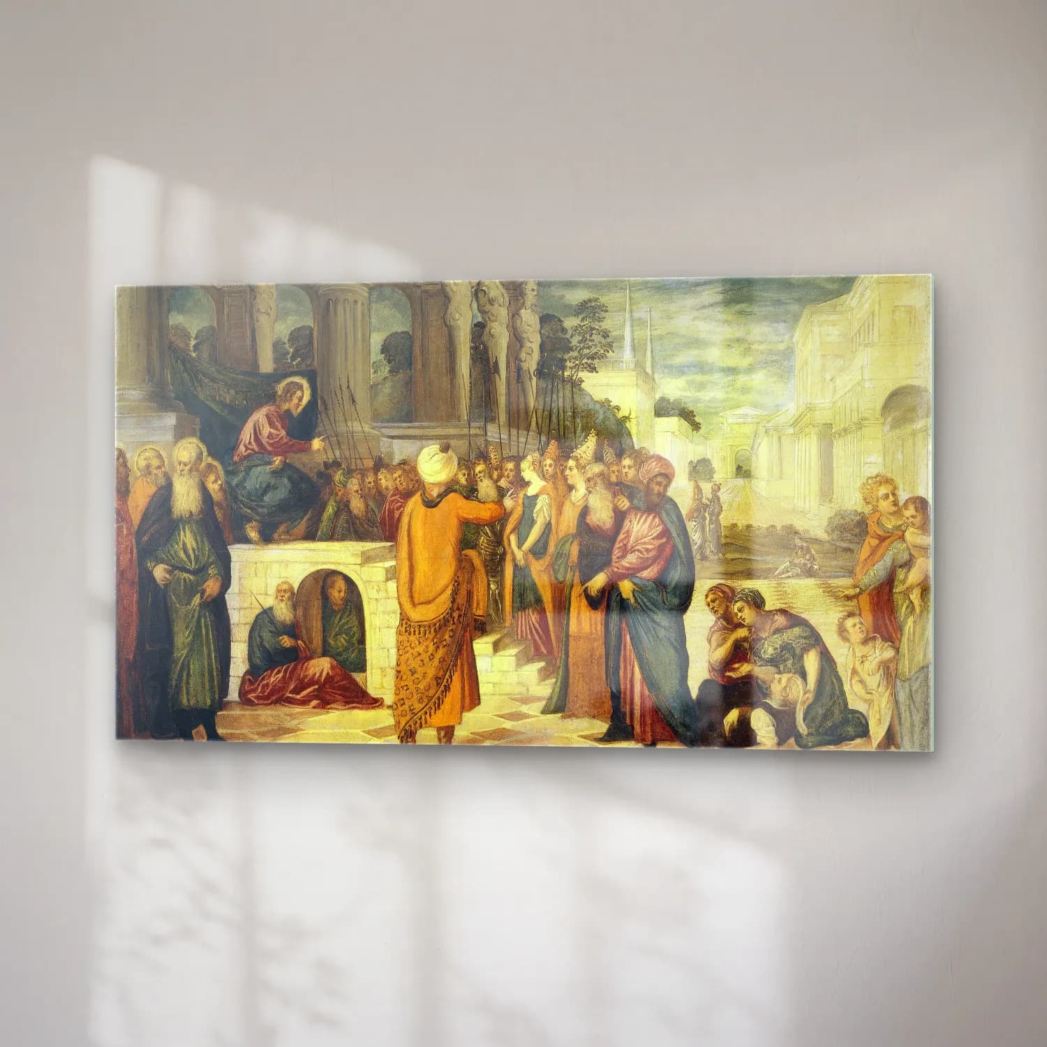 Jacopo Tintoretto – Christ and the Adulteress cam tablo — sağ açıdan görünüm