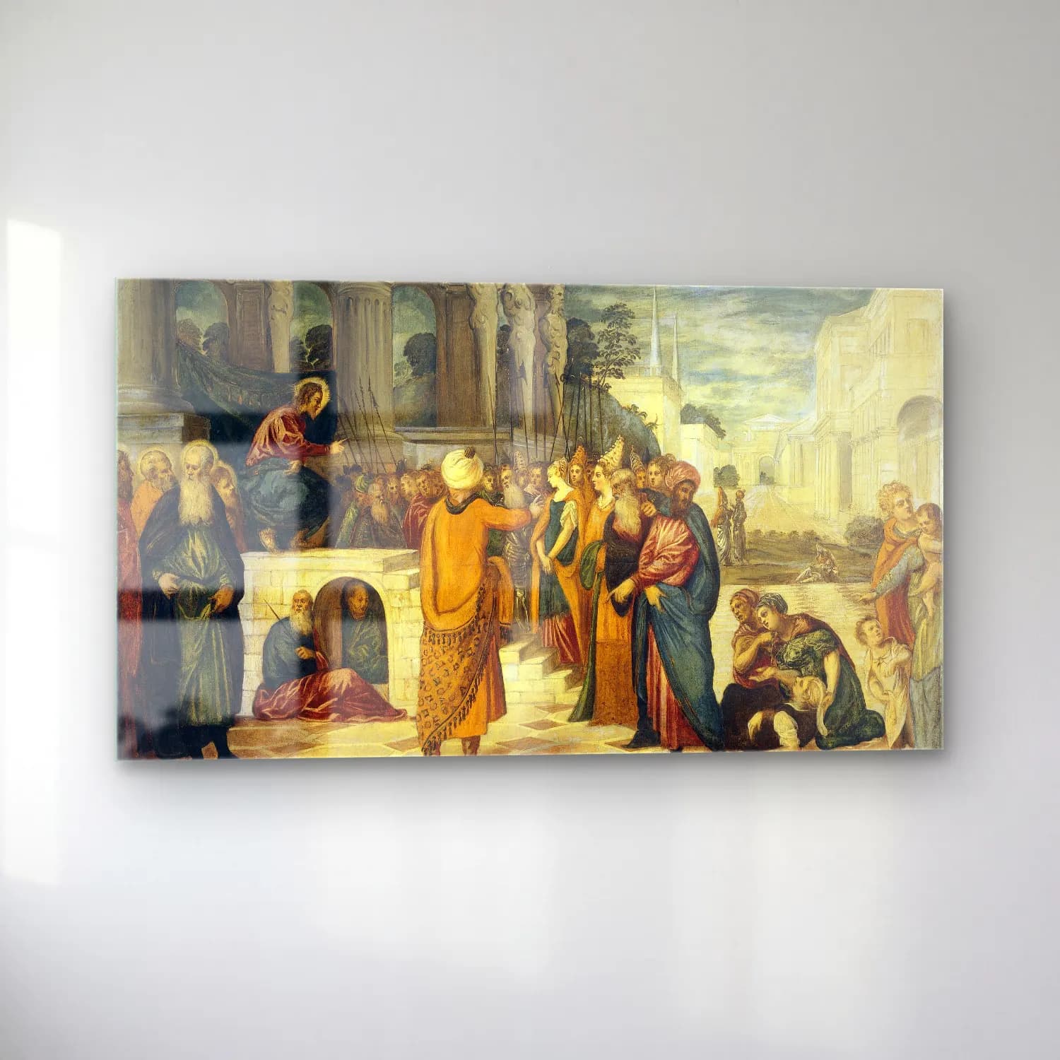 Jacopo Tintoretto – Christ and the Adulteress cam tablo — sol açıdan görünüm