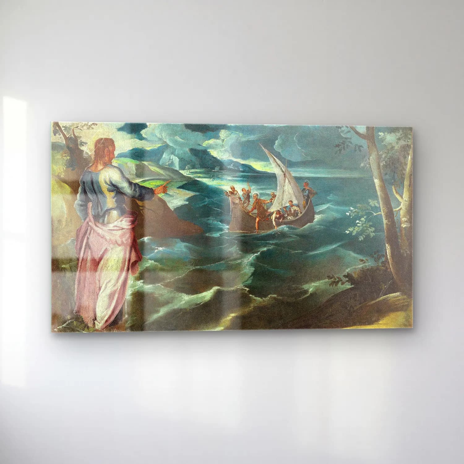 Jacopo Tintoretto – Christ at the Sea of Galilee cam tablo — sol açıdan görünüm